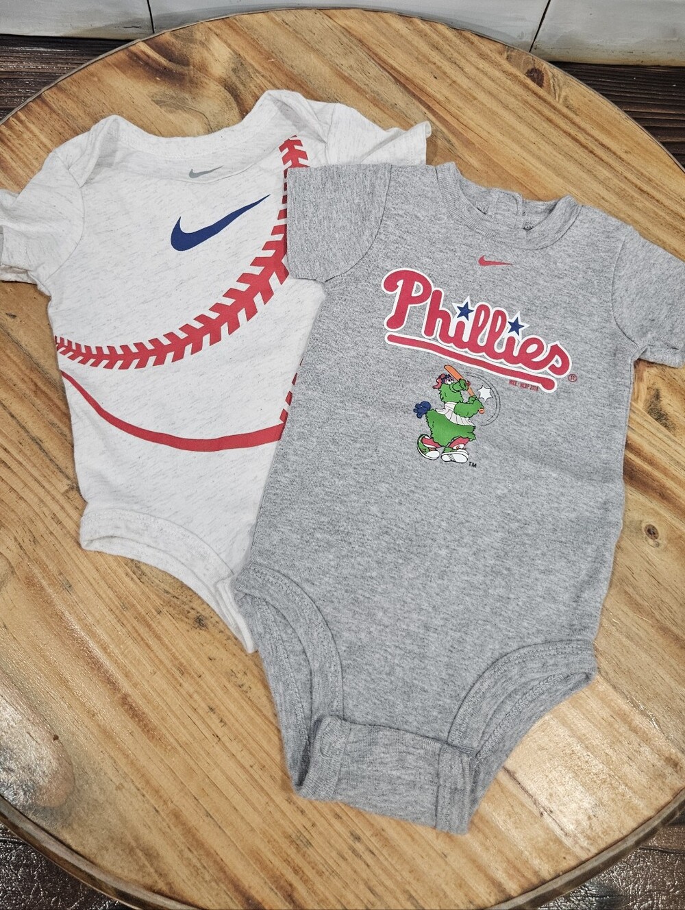 Nike MLB Philadelphia Phillies Mascot Philly Phanatic & Baseball Onesies